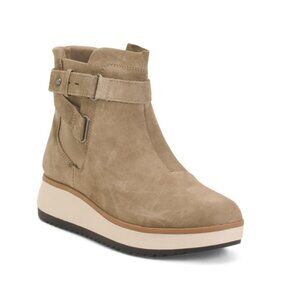 CLARKS Dark Taupe Wide Suede Zylay Faye Comfort Boots